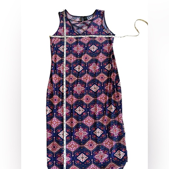 Kristin Nicole Geometric Max Dress With Criss Cross Bodice Size 1X - Picture 5 of 9